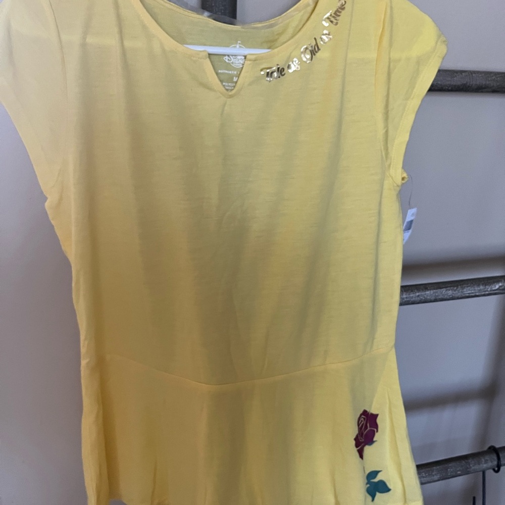 Disney Yellow Short Sleeve Tee with Rose Accent